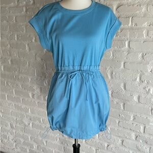Blue Drawstring Casual Dress